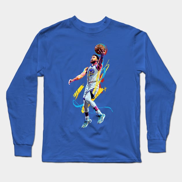 Stephen Curry lay up WPAP Long Sleeve T-Shirt by awangwidyatama